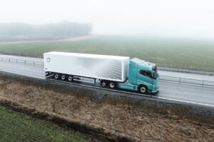 Volvo electric truck with long range fast charge battery