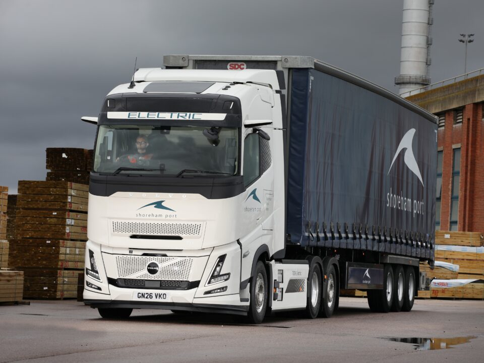 Volvo FH Electric Aero truck at Shoreham Port